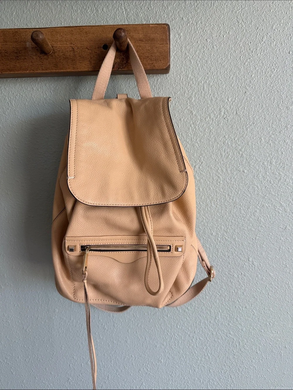 Rebecca Minkoff Beige Leather Mini Backpack Purse